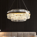 Modern Tiered Crystal LED Chandelier Luxury Hanging Lamp for Living Room Dining Room