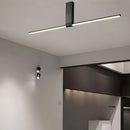 Modern Minimalist Aluminium LED Linear Semi Flush Mount Ceiling Light for Living Room Bedroom Hallway