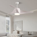 Wood Simple Flush Ceiling Fan With LED Light And Remote
