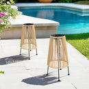 Outdoor Waterproof Solar Rattan Floor Lamps for Patio Garden Porch
