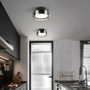 Vintage Retro Glass Flush LED Ceiling Light in Black, D20cm