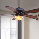 Wood Vintage Design Flush Ceiling Fan With LED Light