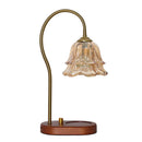 Vintage Glass Flower Shape Wood Warming Candle Lamp