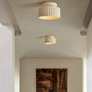 1-Light Cream Style Vintage Drum Semi Flush Mount Ceiling Lamp