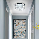 2 Layers Round LED Crystal Silver Ceiling Light for Hallway Kitchen