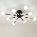 Black Simple Iron Multi-Head Chandelier For Bedroom