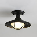 Industrial Ceiling Light Fixture Rustic Black Metal Cage Close To Ceiling Lamp