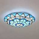 Vintage Stained Glass Flush Mount Ceiling Fixture