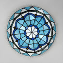 Vintage Stained Glass Flush Mount Ceiling Fixture