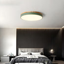 Wooden Round Shape Flush Ceiling Lights For Living Room