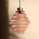 Antique Stripped Glass Brass Pendant Light