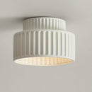 1-Light Cream Style Vintage Drum Semi Flush Mount Ceiling Lamp