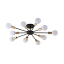 Black Simple Iron Multi-Head Chandelier For Bedroom