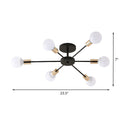 Black Simple Iron Multi-Head Chandelier For Bedroom