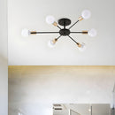 Black Simple Iron Multi-Head Chandelier For Bedroom