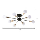 Black Simple Iron Multi-Head Chandelier For Bedroom