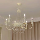 Vintage White Metal & Glass Luxury Chandelier Light