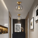 Scandinavian Round Copper Glass Ceiling Light