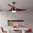 Wood Simple Flush Ceiling Fan With LED Light And Remote