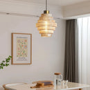 Antique Stripped Glass Brass Pendant Light