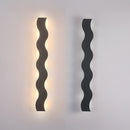 Modern Wave LED Outdoor Wall Lamp Waterproof exterior wall lights in Black for Garden Courtyard