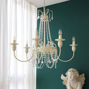 Vintage White Metal & Glass Luxury Chandelier Light