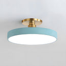Set of 2 Circular LED Dimmable Semi Flush Ceiling Light For Bedroom