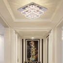2 Layers Round LED Crystal Silver Ceiling Light for Hallway Kitchen