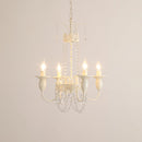 Vintage White Metal & Glass Luxury Chandelier Light