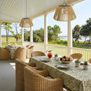 Waterproof Outdoor Solar Woven Rattan Pendant Lights for Porch Garden
