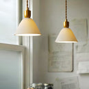 Retro Pleated Ceramic Brass Cocoon Pendant Lamp