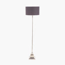 Claudius Nickel Metal Stick Floor Lamp Base with Henry 40cm Grey Handloom Cylinder Lampshade