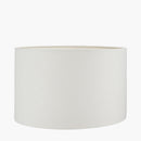 Whitby Natural Wood Tapered 4 Post Floor Lamp Base with Lino 45cm White Self Lined Linen Cylinder Lampshade