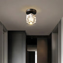 Modern Crystal Ceiling Light Fixture, Mini Flush Mount Copper Chandelier