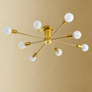 Simple Gold Iron Semi Flush Chandelier For Bedroom