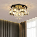 Crystal Modern Ceiling Light with Cylinder Crystal Shade for Living Room