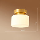 Minimalist Brass White Semi-Flush Ceiling Light