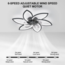 Modern Low Profile Flush Ceiling Fan with Lights, Dimmable, 6-Speed