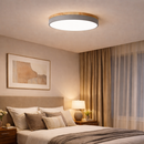 Wooden Round Shape Flush Ceiling Lights For Living Room