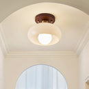 Vintage French Cream Hallway Glass Ceiling Light
