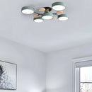 Contemporary Round Iron LED Semi-Flush Chandelier