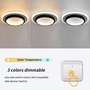 Acrylic LED Mini Ceiling Lights, black, 24cm, round, 3 Light Colors Changeable