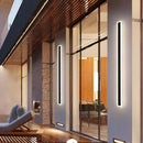 Set of 2 Modern IP65 Slim Black LED Outdoor Strip Wall Light