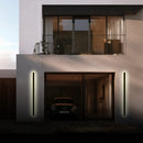 Set of 2 Modern IP65 Slim Black LED Outdoor Strip Wall Light