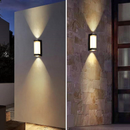 LED Up and Down Black Outdoor Wall Lights, Cool White Light