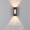 Modern Round IP65 Black LED Outdoor Wall Light in Black, Warm Light