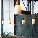 Retro Pleated Ceramic Brass Cocoon Pendant Lamp