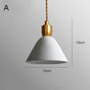 Retro Pleated Ceramic Brass Cocoon Pendant Lamp