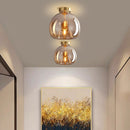 Set of 2 Modern Copper Glass Hallway Ceiling Light
