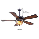 Wood Vintage Design Flush Ceiling Fan With LED Light